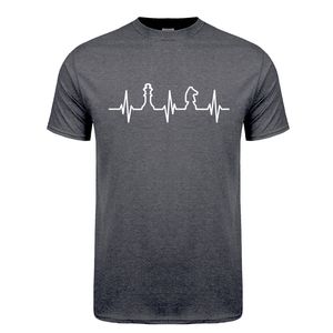 Heartbeat of Chess T Shirt Short Sleeve Bomull Rolig Chess Design T-shirt Män Sommar Toppar Tee Oz-387