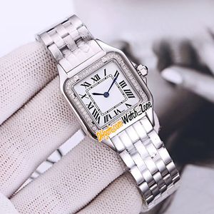 New 22mm Panthere W4PN0007 Swiss Quartz Womens Watch White Dial Diamond Bezel Stainless Steel Bracelet Fashion Ladies Watches Watch_Zone