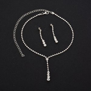 2019 Cheap Bridal Charming Alloy Plated Rhinestones Crystal Jewelry Set(Necklaces+ Earrings) for Wedding Bride Bridesmaid Prom Party