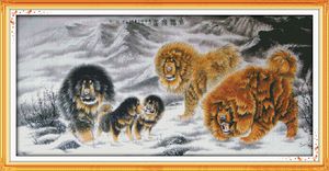 Harmonijna ojczyzna Tibetan Mastiff Decor Malarstwo, Ręcznie robione Cross Stitch Craft Narzędzia Hafty Robótki Zestawy Liczba druku na płótnie DMC 14CT / 11CT