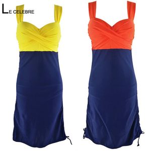 Xxxl 2019 mulheres swimwear dress longo push up one piece swimsuit plus size swim dress feminino maiô saia push-up desgaste da praia y19062801