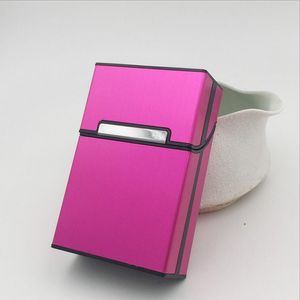 Automatically Open Magnetic Buckle 20 Cigarettes Case box metal cigarette Storage Tobacco Container Holder 8 Colors Gift