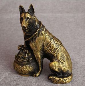 Factory direct antique old brass cornucopia dog decoration home feng shui office decoration gift crafts