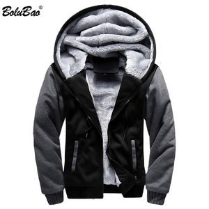 BOLUBAO Fashion Brand Men Hoodies Winter Mens Thick Warm Fleece Zipper Sport Coat Male splice Casual Hoodies SH190905