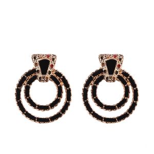 All'ingrosso- fashion luxury special vintage designer esagerato orecchino a bottone con pendente intrecciato in metallo multi cerchio per donna 3 colori