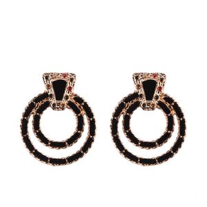 Wholesale- fashion luxury special vintage designer exaggerated multi circle metal braided pendant stud earring for woman 3 colors