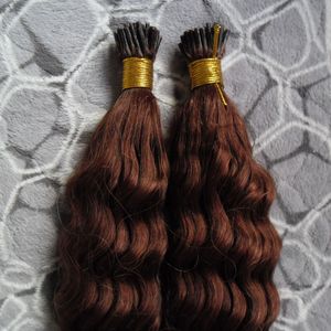 # 33 Dark Auburn Brown Remy Hair Extensions 200s Keratyna Fusion Pre Blonded Human Hair Extensions Kinky Curly Indian Virgin Remy Hair