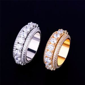 Europa i Ameryka Hotsale złoty srebrny kolor pełny sześcien cyrkon obrotowy pierścień biżuteria punkowa męska kobiety Pierścienie palce ładny prezent