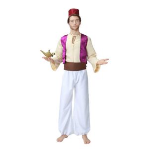 Högkvalitativa män Aladdin kostym Arabiska Prince Fancy Dress Story Trollkarl Uniform Halloween Party Clothing Male Anime Cosplay