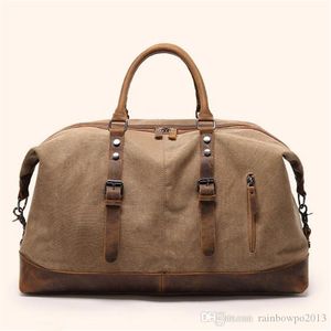 Factory wholesale men bag tide restoring ancient ways is of thicken canvas mens wear crazy horse leather exercise outdoor travel bags leathers handbags