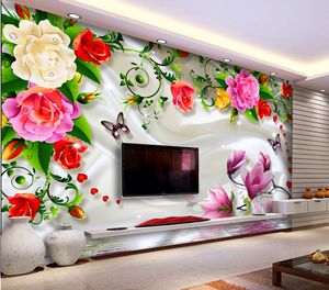 3d Wallpaper flowers and rich romantic fragrance background wall beautifully decorated wall paper