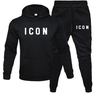 Mäns Bomull Sweatshirt Set Brev Skriv ut Hooded Pullover Byxor Jogging kostymer för män träning kläder för män fritid kostymer