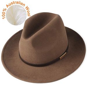 FURTALK Fedora Hat for Women Men 100% Australian Wool Felt Wide Brim Hat Vintage Jazz Fedora Hat Couple Cap Winter chapeau femme LY191228