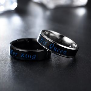 Temperature Her King His Queen Ring Stainless Steel mood Rings Engagement Wedding women mens Ring Fashion Jewelry Will and Sandy new