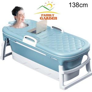 Jardim da família Bathub dobrável tamanho grande 138 cm de piscina azul adulto infantil spa sauna plástico banheiro dobrável banheiro dobrável