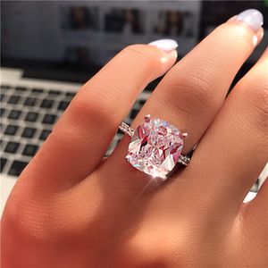 vecalon ファインプロミスリング 925 スターリングシルバークッションカット 7 ミリメートルダイヤモンド cz 婚約結婚指輪女性ジュエリー