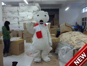 Profissional personalizado lenço vermelho Urso Polar Mascot Costume dos desenhos animados caráter urso branco Roupas festival de Halloween Do Partido Do Vestido Extravagante