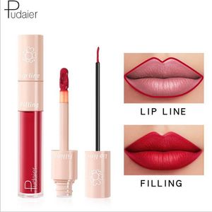 Pudaier 2 em 1 Lip Gloss + Lip Liner Lips Makeup Velvet Matte Líquido Batom Lip Balm Make up