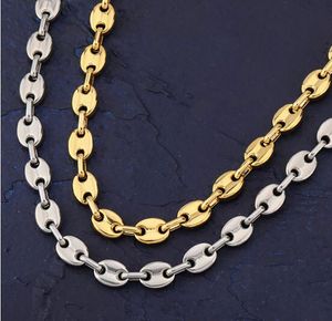 18K Gold Plating Marine Link Chain Necklace 8mm 316L Stainess Steel 22inch 24inch Link Chain Necklace