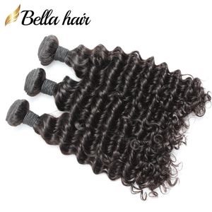Indian Wet And Wavy Deep Wave Hair Weft Extension Human Hair Weave Natural Color Full Cuticle Bellahair