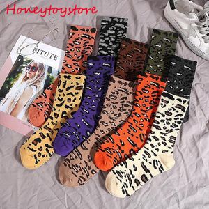 Mulheres moda leopardo impressão meias inverno quente harajuku retro meia vintage para meninas presente de Natal outono vendas quentes