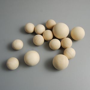 20 stycken 14-50mm naturlig trä färg runda boll trä pärlor diy gör trä lösa delar bollar trä lösa pärlor barns pärlkits bulk