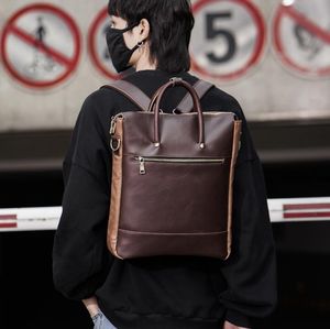 Фабрика оптом мужская сумка многофункциональный ретро сумасшедший кожаный кожаный рюкзак уличный тенденция контрастный цвет мужские рюкзаки академические кожи студенческие сумки