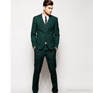 New Arrivals Two Button Dark Green Groom Tuxedos Notch Lapel Groomsmen Best Man Suits Mens Wedding Suits (Jacket+Pants+Vest+Tie) H:559