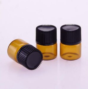 1 ml Amber Glass Vial With Black Screw Cap and Orifice Reducer - Essential Oil Aromatherapy Sample Bottles