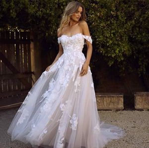 2020 Kapalı Omuz Dantel gelinlik sevgilim Tül Aplike Mahkemesi Tren Bahçe Hat Düğün Gelinlik elbiseler de mariée