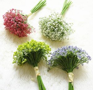 Konstgjorda blommor BabysBreath för Alla hjärtans dag Gåvor Bröllopsbukett Gypsophila Bouquet Blommor Bröllopbukett Sex färger för val