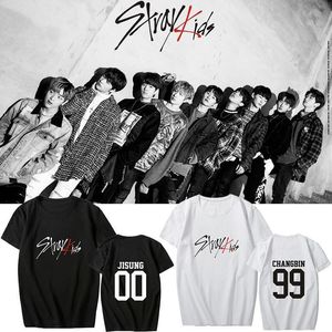 Kpop STRAY KIDS T Shirts Concert Same Cotton Black White Tshirt Tee Short Sleeve Fashion Summer Tops T200518
