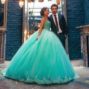 Turquesa vestido de bola vestido de casamento tule 2019 frisado cristal desarrumado espartilho corso traseiro drapejado doce 16 vestidos festa vestidos de noiva para noiva