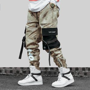 Quadril quadril streetwear masculina camuflagem calça calças knaki calça de carga folgada homens cargo homens 42 size streetwear