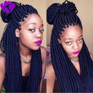 Top Quality Braided Wigs with Baby Hair Synthetic box Braiding hair Heat Resistant Black Braided Synthetic Lace Front Wigs for Black Women