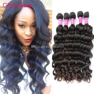 Extensões de cabelo glamourosas 5 pacotes malaios peruanos Índios brasileiros Cabelo Virgem Virgem Natura