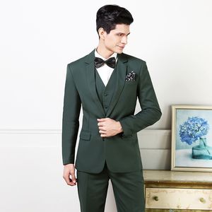 Grön Mens Bröllop Tuxedos Slim Fit One Button Groom Wear Formell Bästa Men Blazer Passit (Jacket + Pant + Vest)