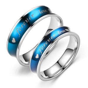 Moda 4mm 6mm Anelli in acciaio inossidabile Lucido alto Foever Love Band Ring Anelli da dito Uomo Donna Coppia gioielli