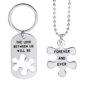 Moda pingente colares chaveiros para mulheres 2pcs / set letras o amor entre nós para sempre prata casal casal jóias presente