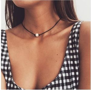Hot 100pcs Fashion Knot Imitation Pearl Necklace Leather Cord Necklace Jewelry Selling Women's Wholesale Choker Necklace
