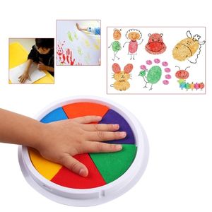 Funny 6 Colors Ink Pad Stamp DIY Finger Painting Craft Cardmaking Large Round For Kids Learning Education Drawing Toys 3 Pcs Wholesale