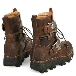 Designer-tary Uniform Boots Gothic Skull Punk Martin Platform Mid-calf Boots Steampunk Shoes 18D50 e8