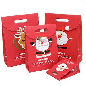 Christmas Paper Tote Bag Christmas Gift Package Bag Santa Claus Deer Printed Christmas Gift Wrap Bags