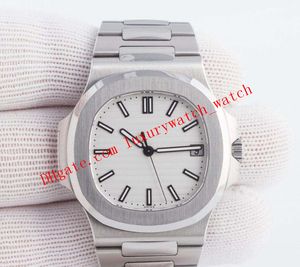 럭셔리 최고의 품질 시계 남성 40mm 5711 스테인리스 스틸 흰색 다이얼 기계식 자동 패션 남성 감시 사파이어 빛나는 손목 시계