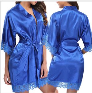 Mixed colors Hot Women sexy Nightwear Satin Lace Lingerie Sleepwear Robes Intimate night Gown Robes Kimono Exotic Apparel Babydolls Chemises