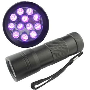 12LED UV Fener Meşale Light'ın 395nm Ultra-viyole ışık Blacklight UV lambası Meşalesi Pil İçin Marker Denetleyicisi Algılama