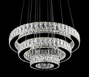 Moderne LED Edelstahl K9 Kristall Pendelleuchte 3 Ringe 2 Ringe für Wohnzimmer Esszimmer Schlafzimmer Einzelhandel MYY