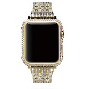 Luxus handgefertigte Bling Diamant Kristall Gehäuse Lünette und Band Ersatz für Apple Watch Serie 4 3 2 1 38mm 40mm 44mm 42mm