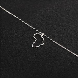 30PCS Outline African Country Map Necklaces Continent Egypt South Africa Kenya Nigeria Ethiopia Profile Charm Pendant Chain Women Jewelry