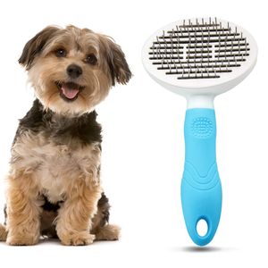 Escova de cabelo para cães com pino arredondado Escova confortável e autolimpante para animais de estimação para cães e gatos com cabelos longos ou curtos, circulação sanguínea, massagem na pele